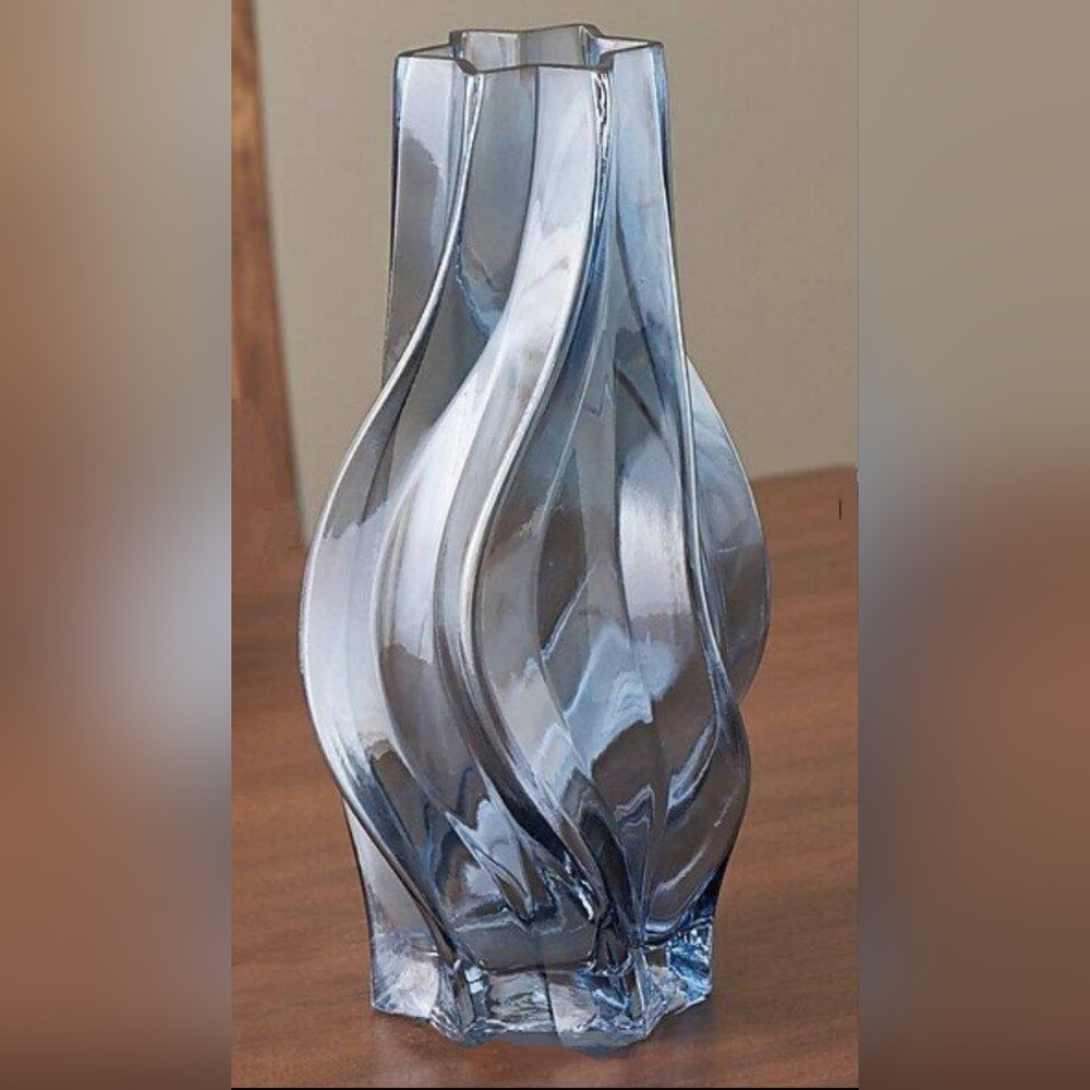 Grayson Lane 12.5" Blue Glass Vase - Good Used Condition!